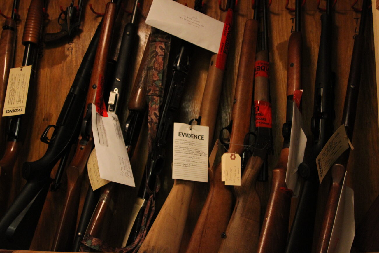 A collection of guns sit in the evidence room to be evaluated from past cases. Ernest Rudder is a former school teacher, middle school principal and a current administrative Sgt. with the Laurel County Sheriff's Department. He taught high school biology, and worked in the Bush school district for a total of 31 years. Rudder is not only a Sheriff's Deputy but he's a family man, and not a single person has a bad thing to say about him. Photo by Kirsten Holliday