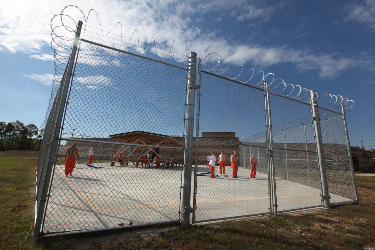 Three Forks Regional Jail is no small part of life in the country-side community it calls home in the Eastern Kentucky mountains. Currently housing over 220 inmates, almost everyone in Beattyville, and the surrounding counties, either knows someone in the jail, has worked for the jail or has served time. "There's not much to do here [ in Beattyville]," said jail officer Michellle Dunaway. "A lot of people get bored, get into the wrong things and wind up in jail. It's hard to get out of."..Male inmates enjoy recreational time at the jail on Thursday, Sept. 30, 2010. .Photo by Britney McIntosh