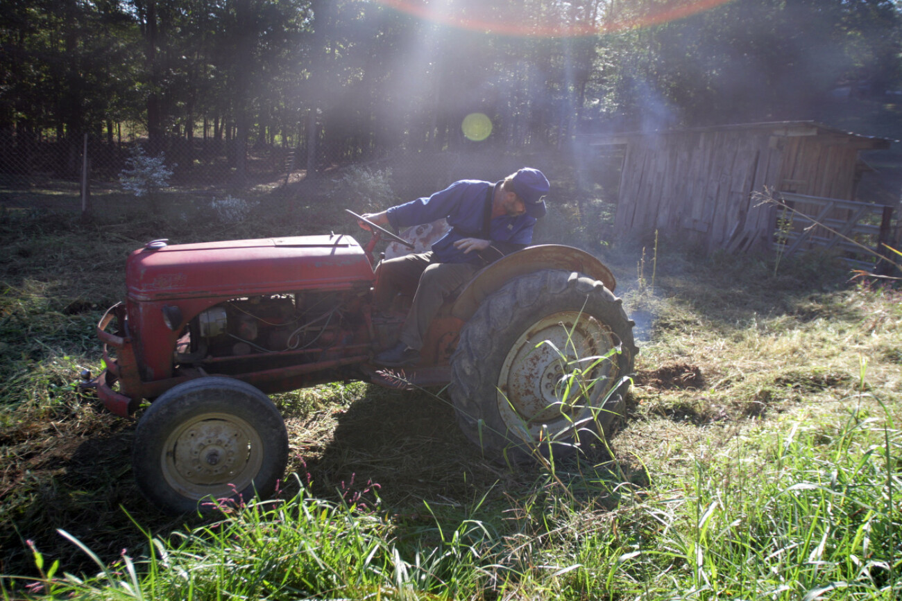 Tom Hammond plows potatoes in his Garden on Ridge Road on Oct. 2, 2010. Photo by Matt Murray.