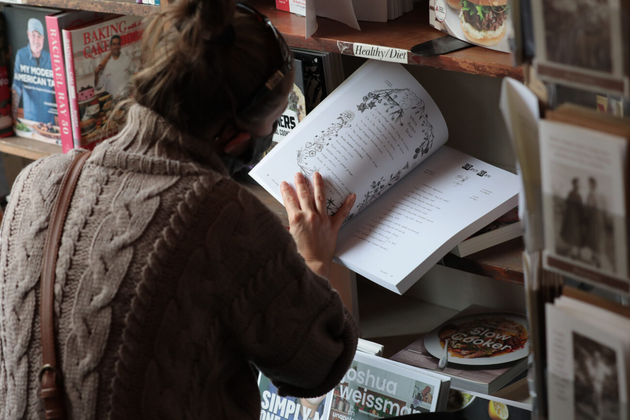 A customer peruses the different books in Poor Richard’s Books, a bookstore in Frankfort, Kentucky, on Thursday, Oct. 14, 2021.
