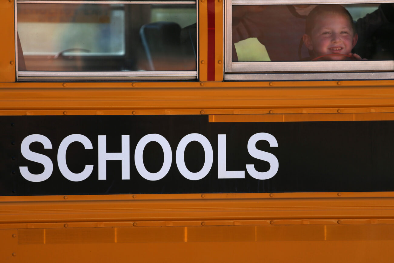 A student looks out the bus window in Hyden, Ky., on Thursday, October 10, 2013. Photo by Michael Reaves | Staff