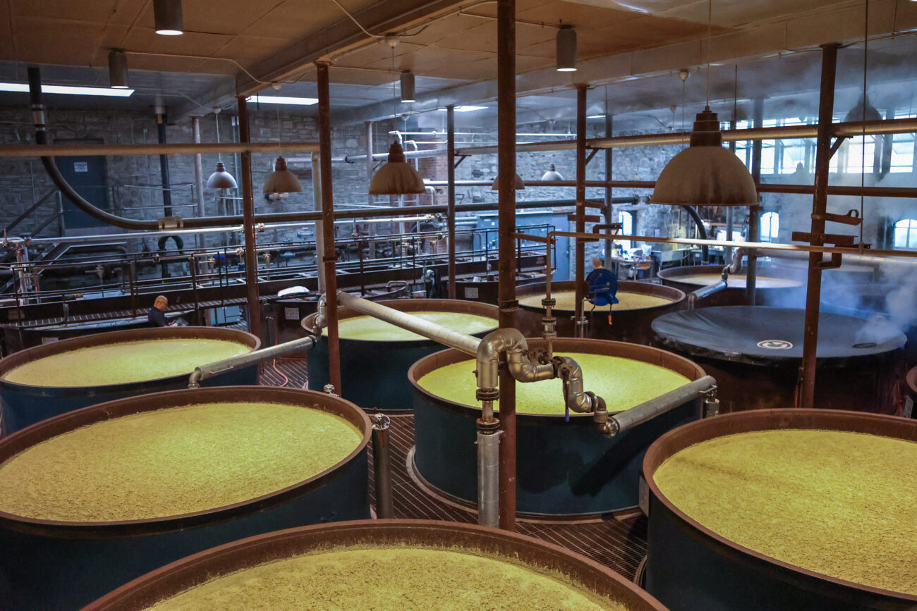Grain awaits distillation process at Castle & Key Distillery on Thursday, October 14, 2021, in Frankfort, KY.