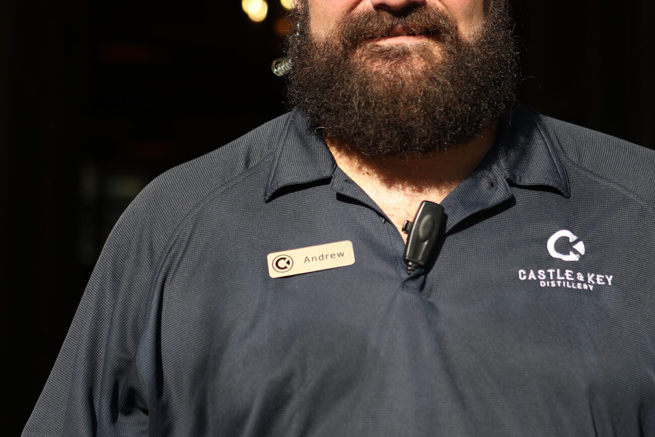Hospitality associate Andrew Bush poses for a portrait at Castle & Key Distillery on Thursday, October 14, 2021, in Frankfort, KY.