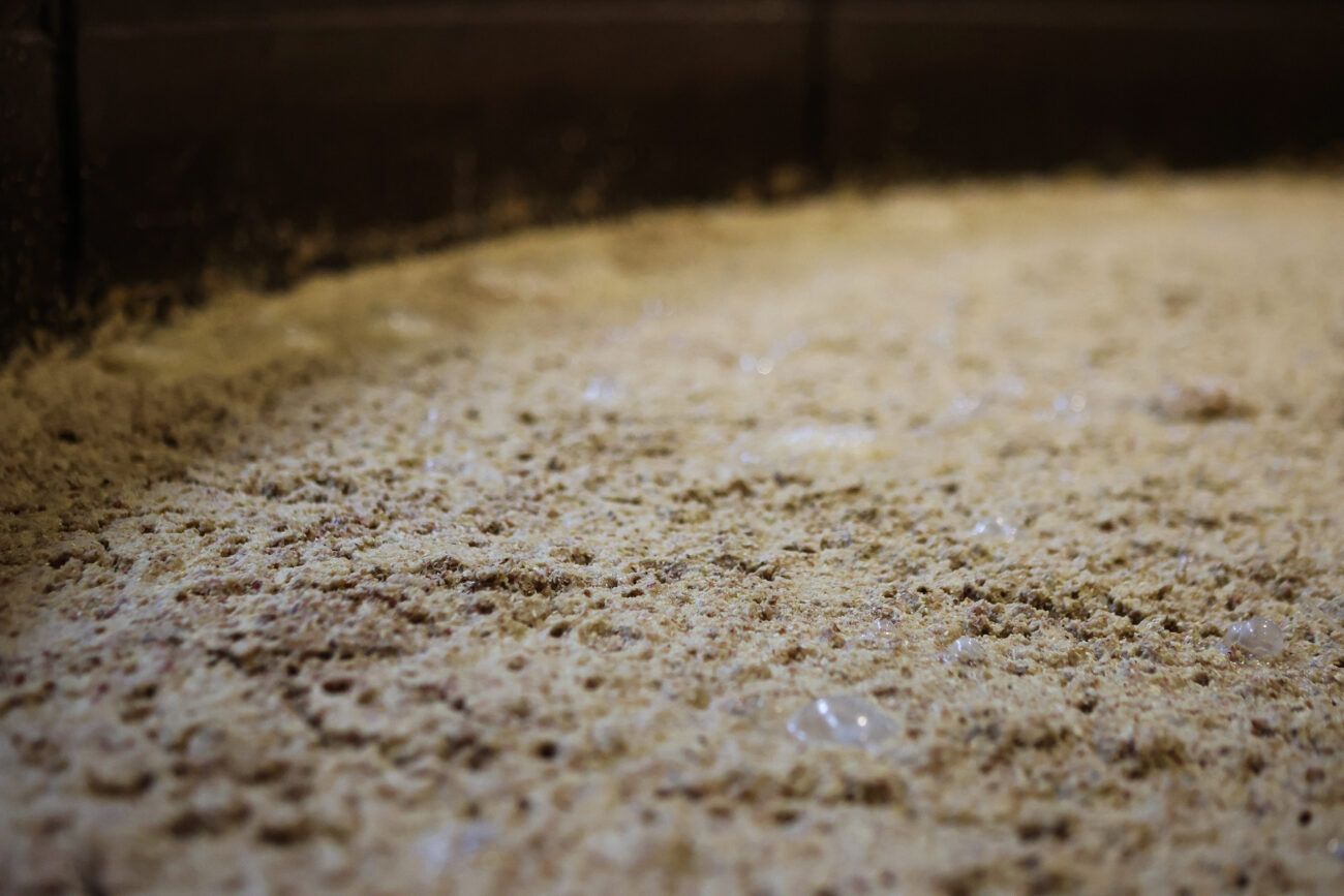 Yeast bubbles in grain bins at Castle & Key Distillery on Thursday, October 14, 2021, in Frankfort, KY.