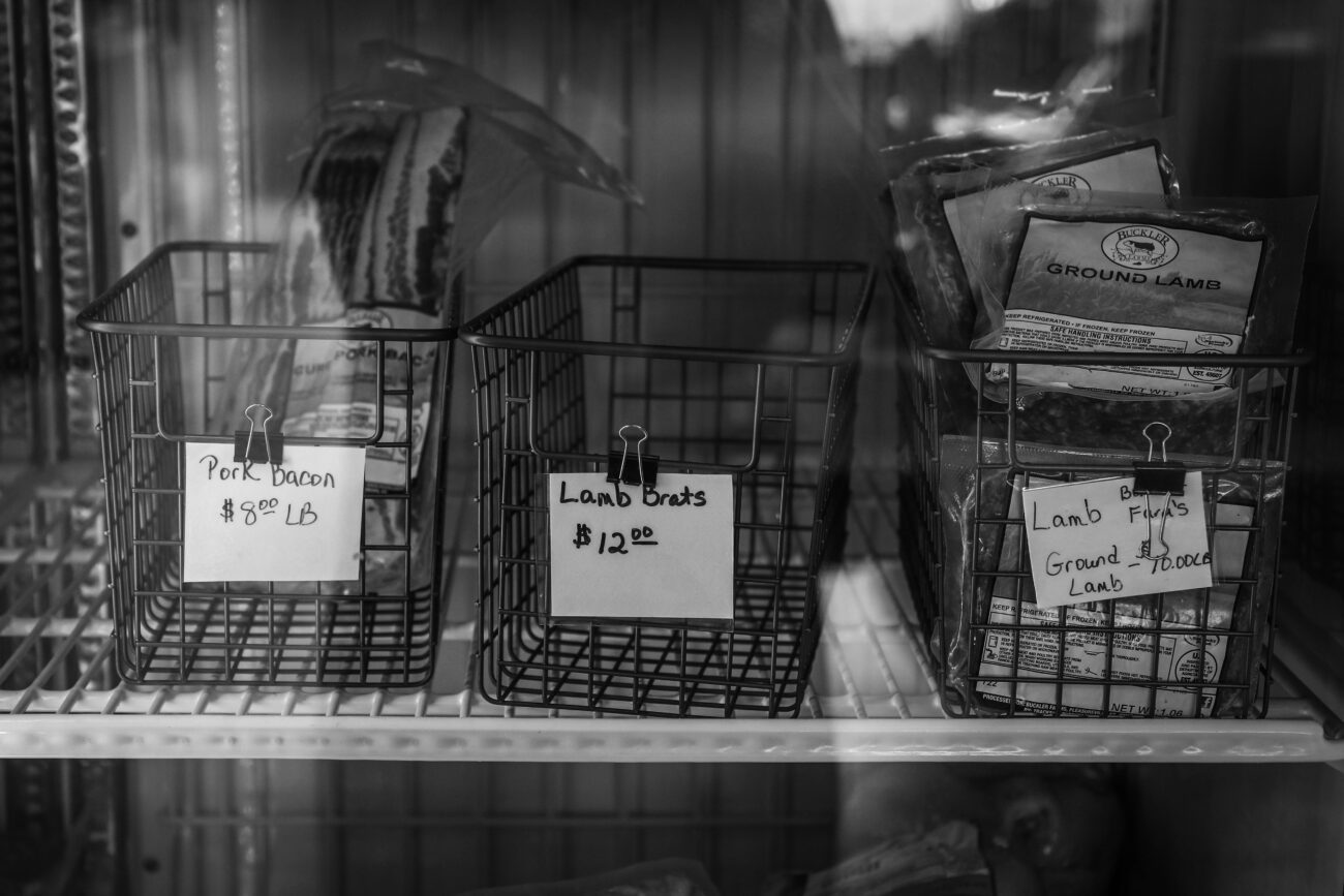 Buckler Farms meat is running low at the Mulberry Orchards in Shelbyville, Ky. on Thursday, Oct 14, 2021 (Photo by Martha McHaney).